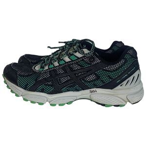 Asics Gel Trail Attack 7 Sneakers Womens Size 9 Black Teal Lace Up T161N Running